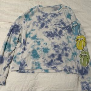 Tie-Dye Long Sleeve Shirt with KISS Design, size S